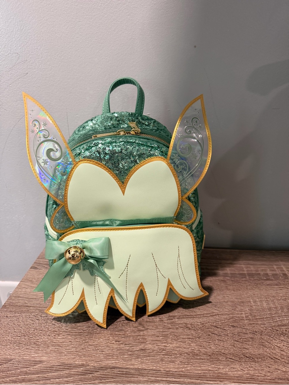Loungefly Mint Green Sequin Fairy Kids Backpack with Wings